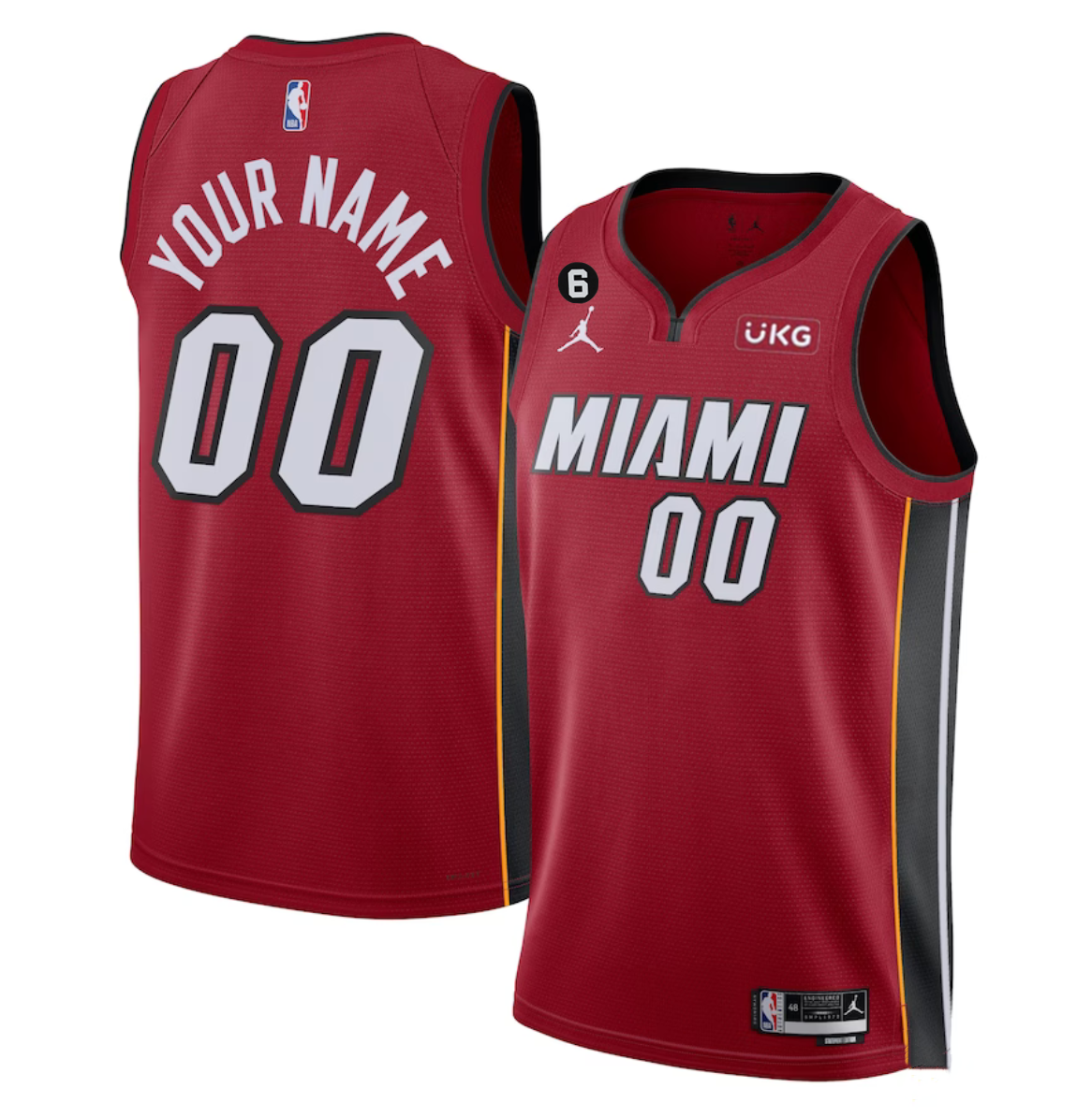 Men's Miami Heat Active Player Custom Red Statement Edition With NO.6 Patch Stitched Basketball Jersey